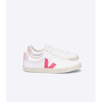 White/Pink Women's Veja ESPLAR SE CANVAS Sneakers | AU 608EBC